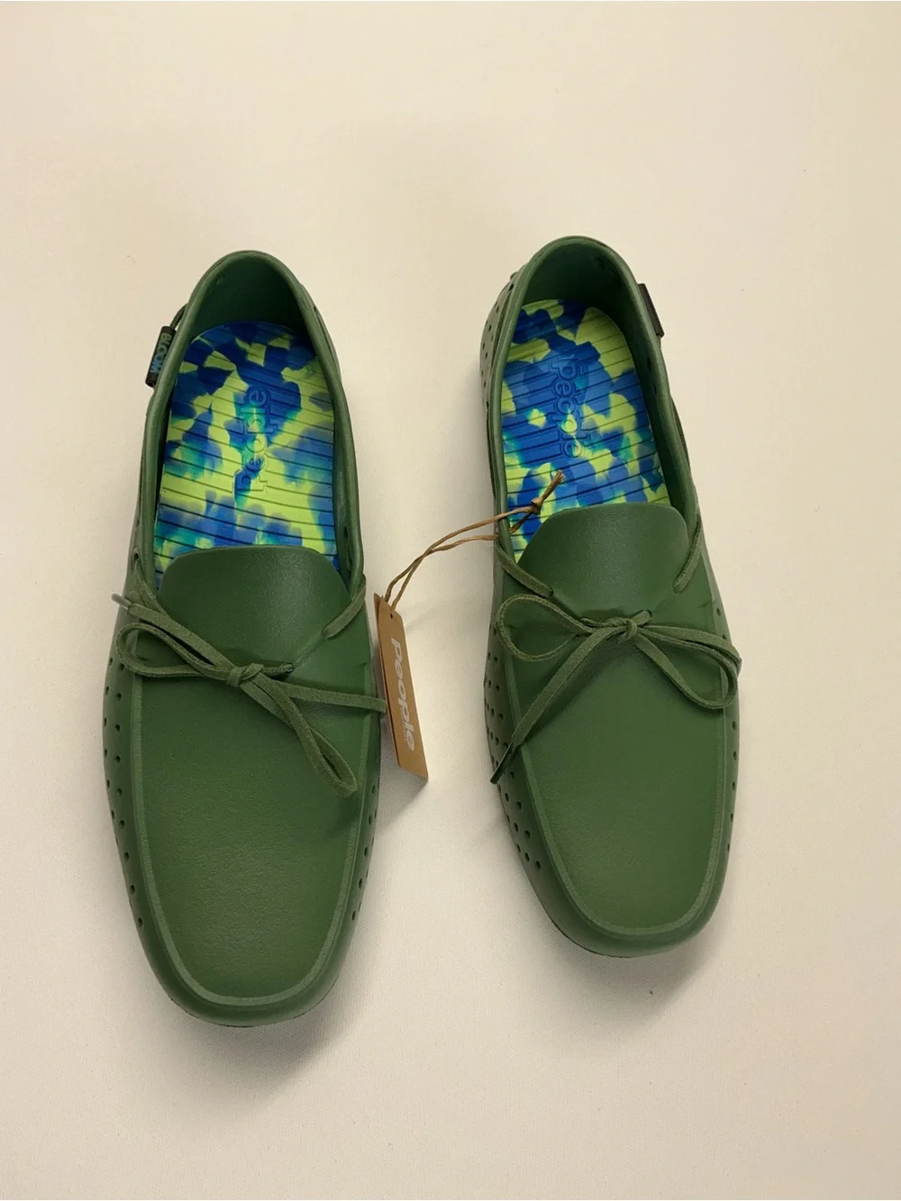 Men's Olive Green Slip-On Boat Shoes with Perforated Sides